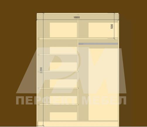 Гардероб с два броя плъзгащи врати огледални.